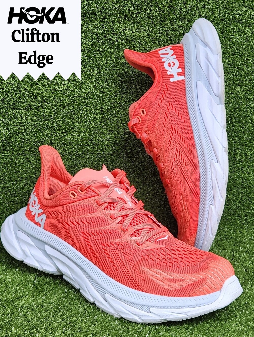 Hoka Clifton Edge Women's Size 9.5 Hot Coral Walking Running Cushioned Sneakers